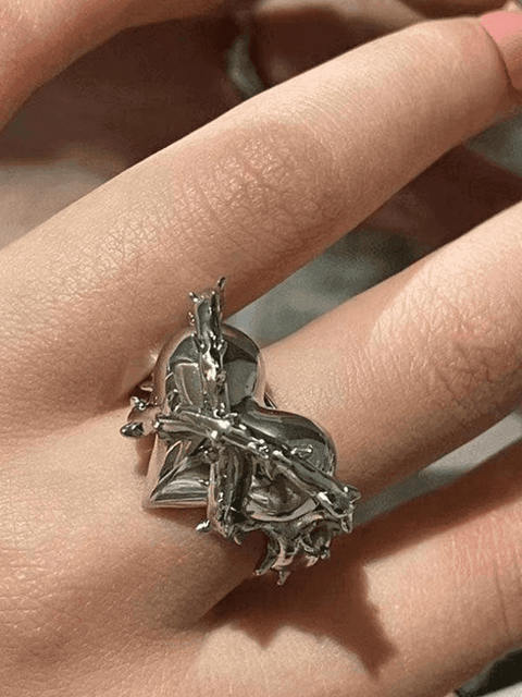 2pcs Heart Decor Cuff Ring - HouseofHalley