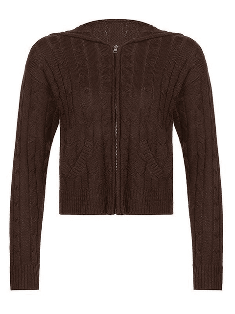 Hooded Cable Knit Cardigan - HouseofHalley