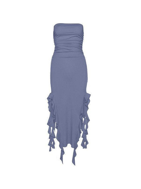 Irregular Ruffle Bandeau Maxi Dress - HouseofHalley