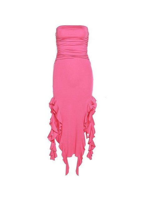 Irregular Ruffle Bandeau Maxi Dress - HouseofHalley