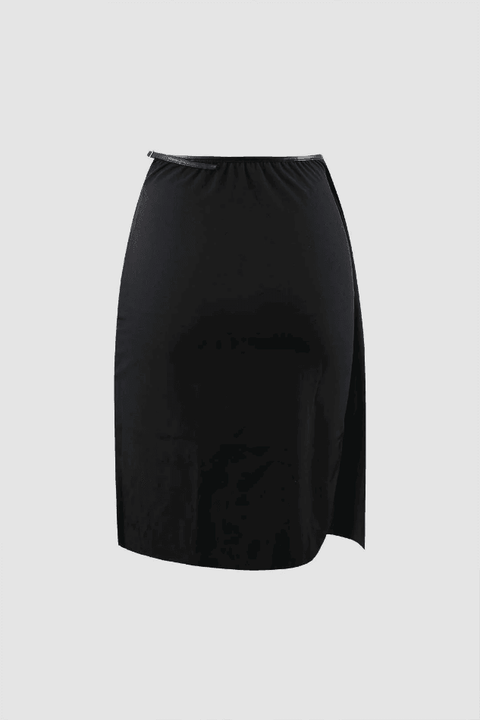 Keyhole Buckle Long Sleeve Top And Wrap Skirt Set - HouseofHalley
