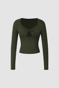 Knot Detail Cut Out Long Sleeve Top - HouseofHalley