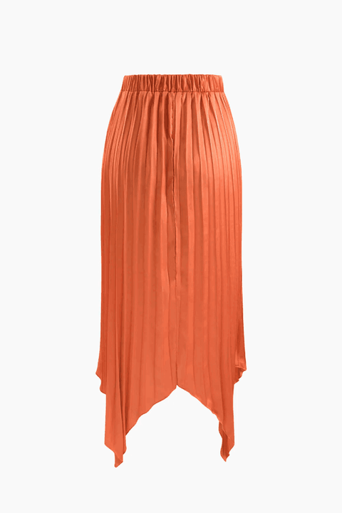Knot Front Tube Top And Asymmetric Pleated Skirt Set - HouseofHalley