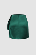 Knot Side Satin Wrap Mini Skirt - HouseofHalley