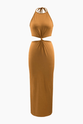Knotted Cut Out Halter Maxi Dress - HouseofHalley