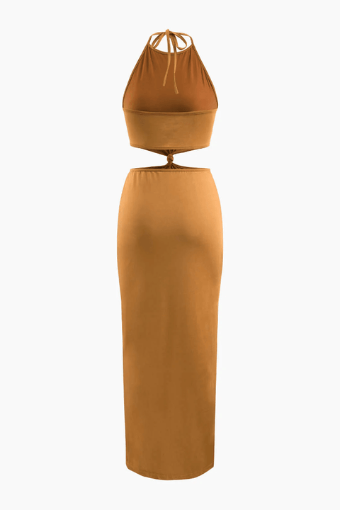 Knotted Cut Out Halter Maxi Dress - HouseofHalley