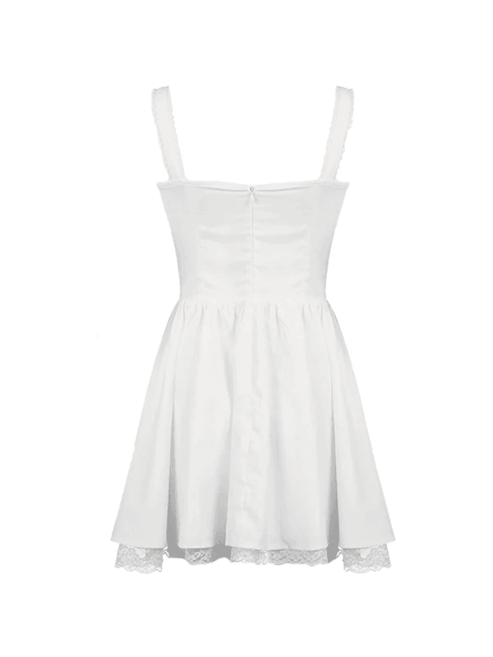2023 Lace Panel Pleated Dress White S in Mini Dresses Online Store ...