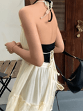 Lace Patchwork Halter Mini Dress - HouseofHalley