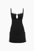 Lace Trim Backless Slit Mini Dress - HouseofHalley