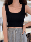Lace Trim Crop Knit Tank Top - HouseofHalley