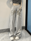 Letter Embroidered Baggy Sweatpants - HouseofHalley