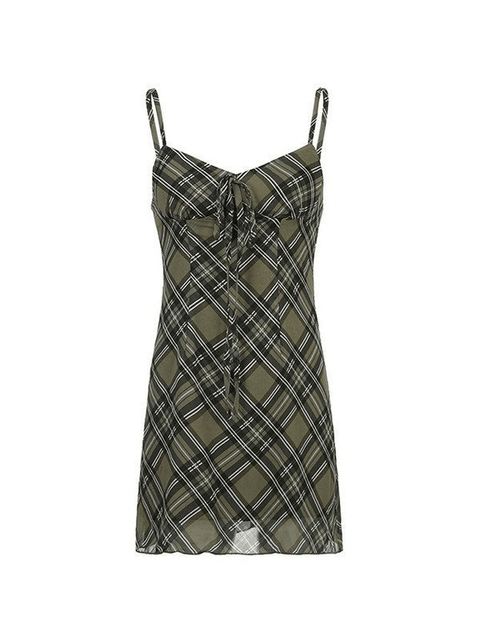 Lining Checkered Print Mini Dress - HouseofHalley