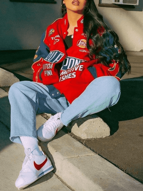 Logo Print Moto Varsity Jacket - HouseofHalley