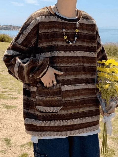 Men's Pocket Striped Knit Sweater - HouseofHalley