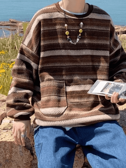 Men's Pocket Striped Knit Sweater - HouseofHalley