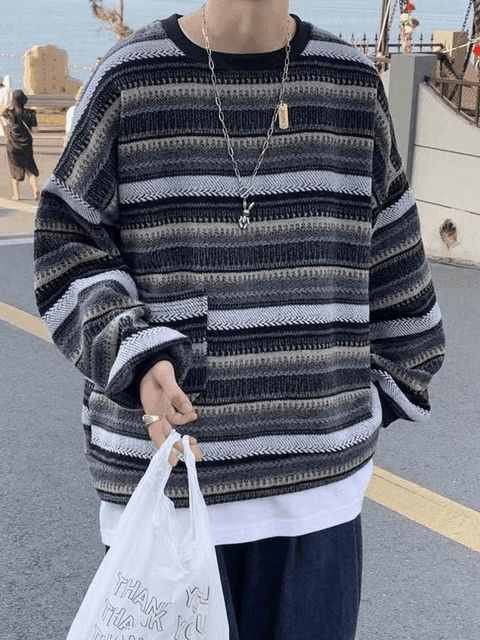 Men's Pocket Striped Knit Sweater - HouseofHalley