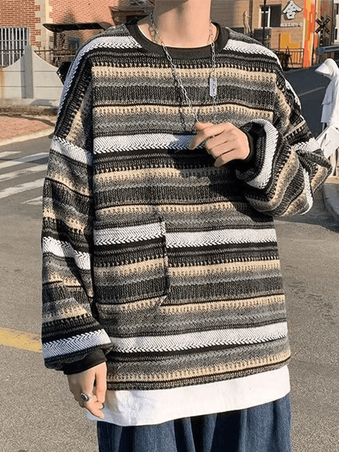 Men's Pocket Striped Knit Sweater - HouseofHalley