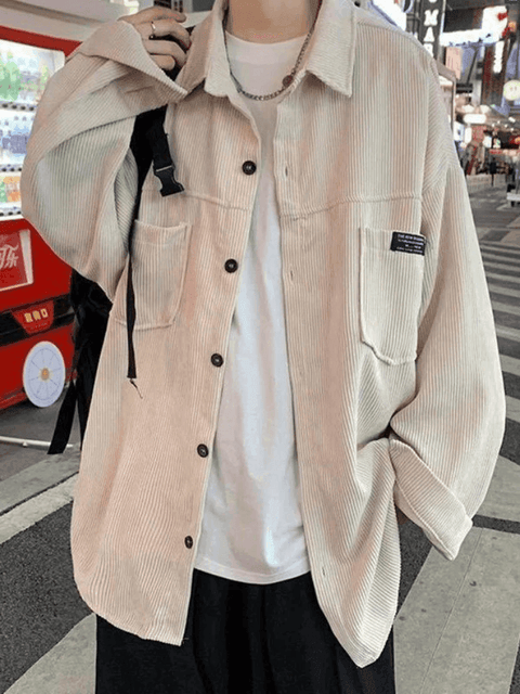 Men's Simple Pocket Corduroy Long Sleeve Shirt - HouseofHalley