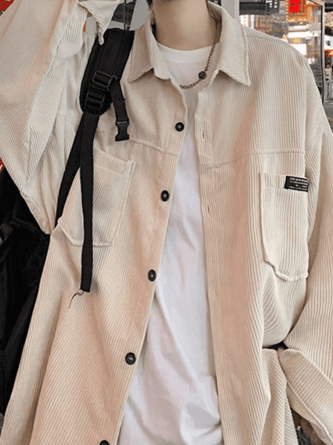 Men's Simple Pocket Corduroy Long Sleeve Shirt - HouseofHalley