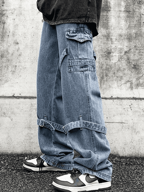 Men's Strap Detail Vintage Cargo Jeans - HouseofHalley