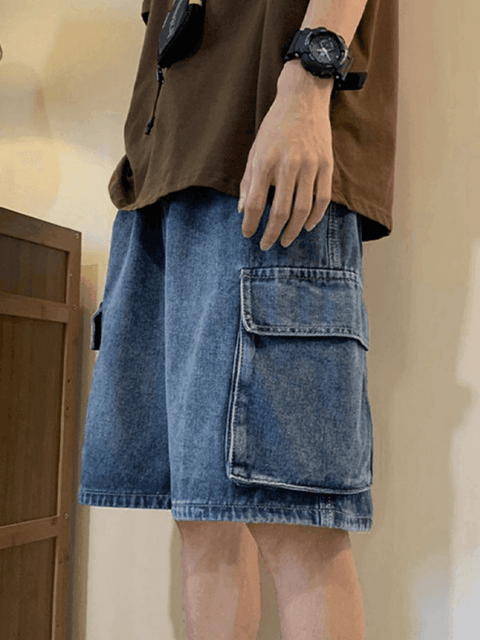 Men's Washed Loose Cargo Denim Shorts - HouseofHalley