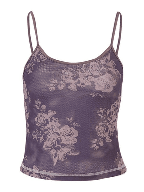Mesh Floral Crop Cami Top - HouseofHalley