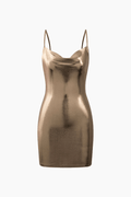 Metallic Cowl Neck Bodycon Mini Dress - HouseofHalley