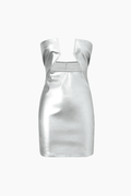 Metallic Leather Strapless Mini Dress - HouseofHalley