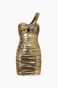 Metallic One Shoulder Ruched Bodycon Mini Dress - HouseofHalley