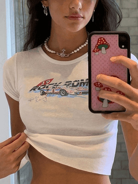 Moto Car Printed Crop Top - HouseofHalley