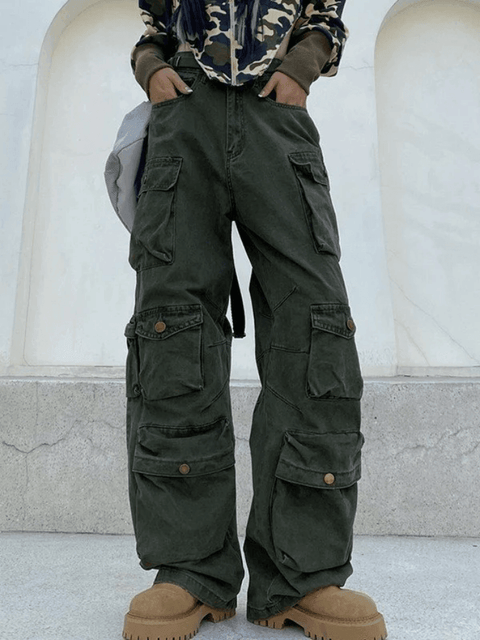 Multi Pockets Vintage Baggy Cargo Jeans - HouseofHalley