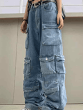 Multiple Pocket Washed Cargo Boyfriend Jeans - HouseofHalley