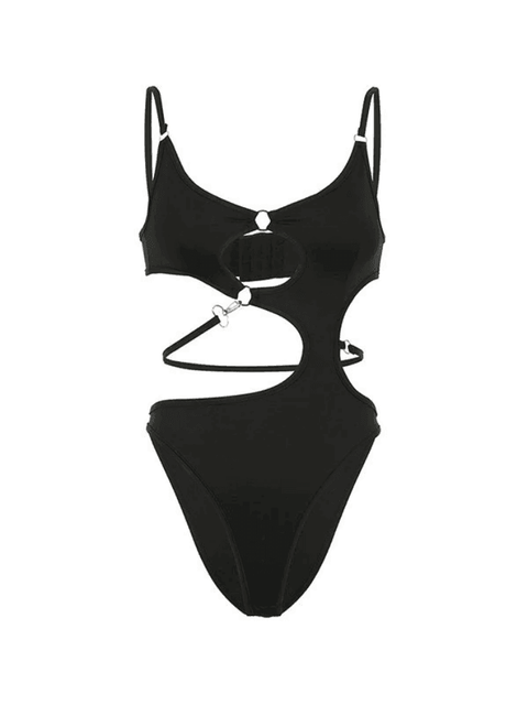 O Ring Cutout Black Cami Bodysuit - HouseofHalley
