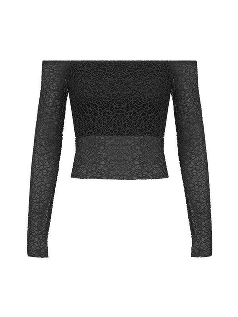 Off Shoulder Mesh Long Sleeve Blouse - HouseofHalley