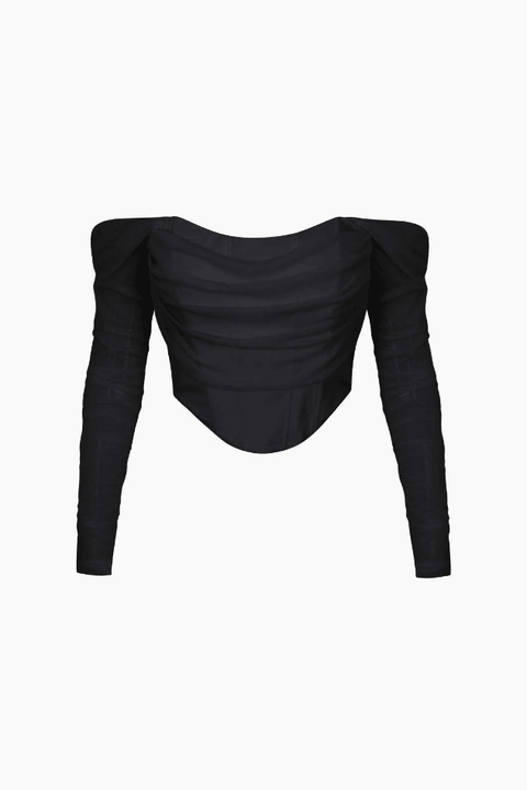 Off The Shoulder Long Sleeve Corset Top - HouseofHalley