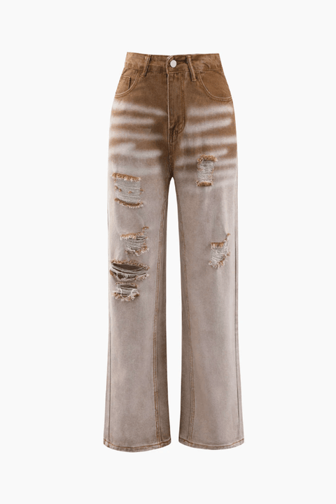 Ombre Ripped Straight Leg Jeans - HouseofHalley