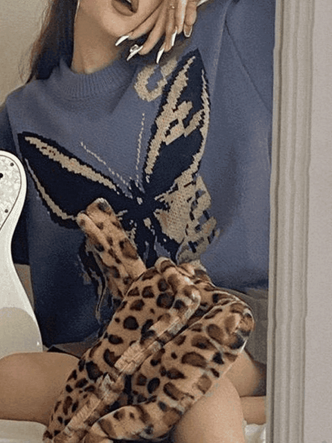 Oversized Butterfly Jacquard Sweater - HouseofHalley