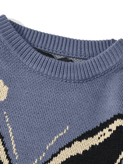 Oversized Butterfly Jacquard Sweater - HouseofHalley