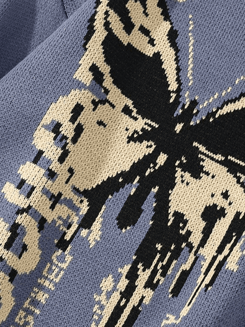 Oversized Butterfly Jacquard Sweater - HouseofHalley