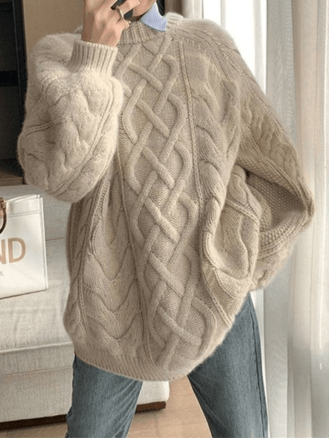 Oversized Cable Knit Sweater - HouseofHalley