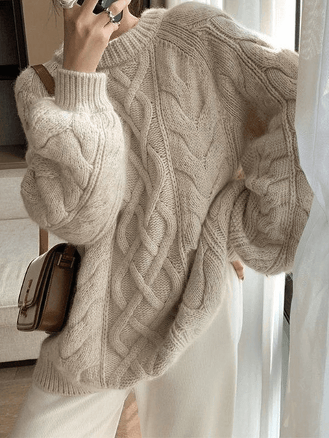 Oversized Cable Knit Sweater - HouseofHalley