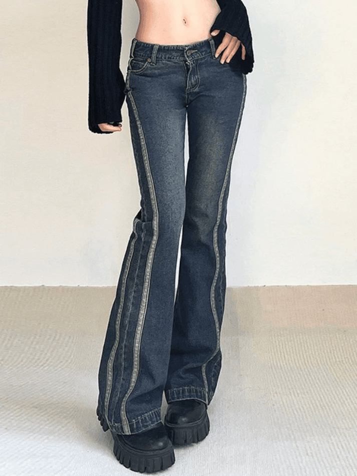 2023 Panel Striped Vintage Flare Jeans Blue S in Flare Jeans Online ...