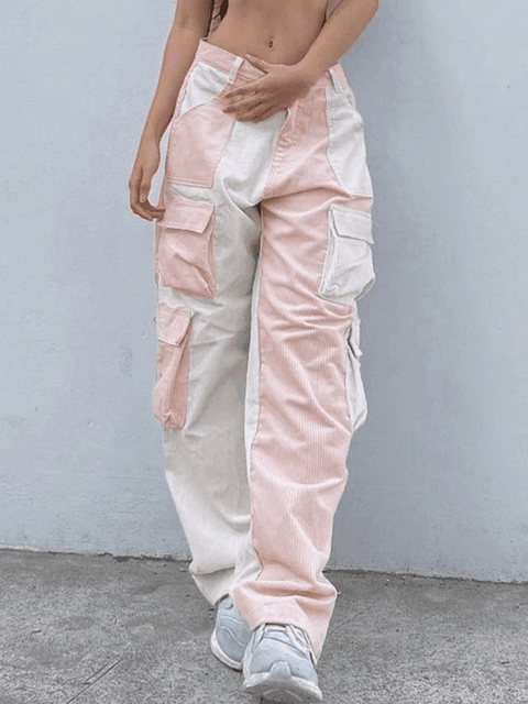 Patchwork Corduroy Cargo Pants - HouseofHalley