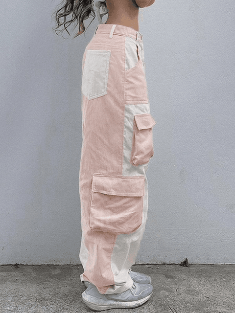 Patchwork Corduroy Cargo Pants - HouseofHalley