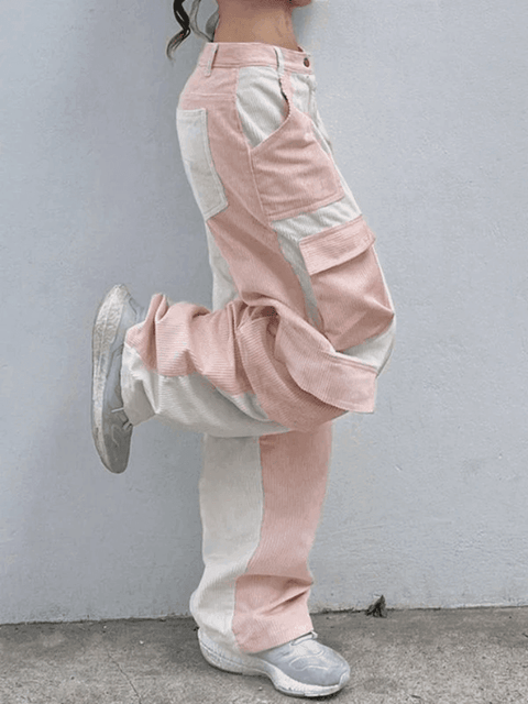 Patchwork Corduroy Cargo Pants - HouseofHalley