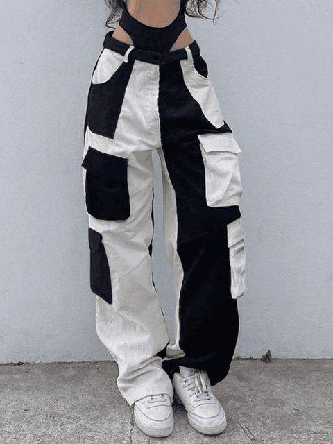 Patchwork Corduroy Cargo Pants - HouseofHalley