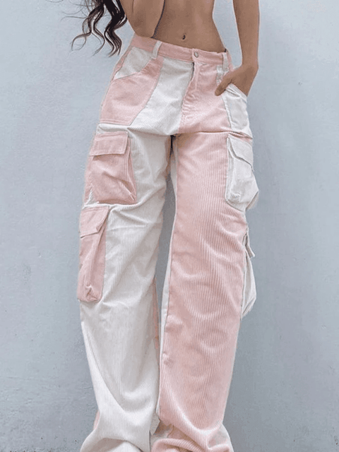 Patchwork Corduroy Cargo Pants - HouseofHalley