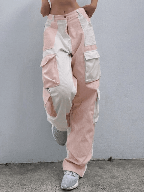 Patchwork Corduroy Cargo Pants - HouseofHalley