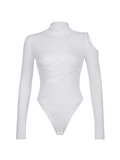 Patchwork Cutout White Long Sleeve Bodysuit - HouseofHalley