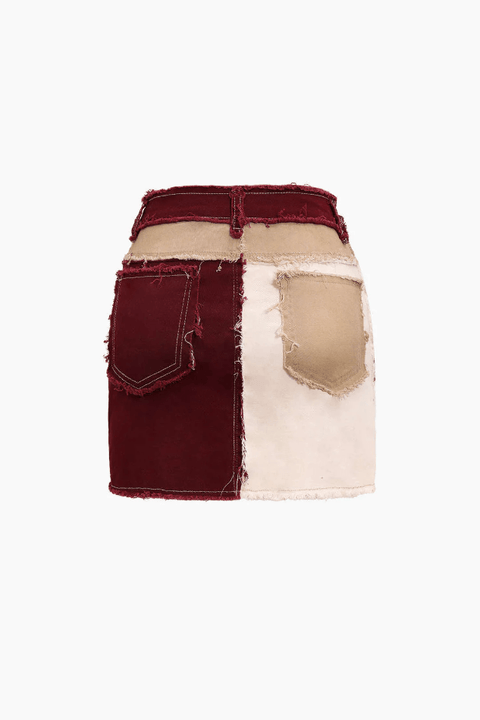 Patchwork Frayed Mini Skirt - HouseofHalley